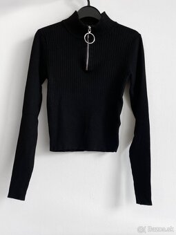 H&M Čierny crop rolák so zipsom XS 34 - 2