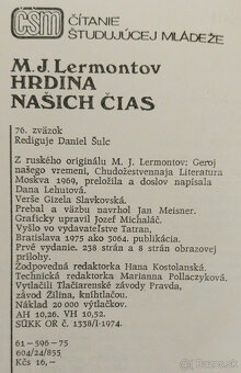Predám knihu M.J.Lermontov – Hrdina našich čias 1975 - 2