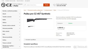 Predám pažbu CZ 457 soft touch aj s lučíkom - 2