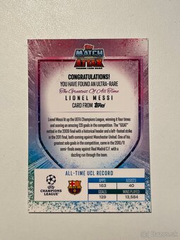 Kartička Lionel Messi - The Goat, Match attax (topps) - 2