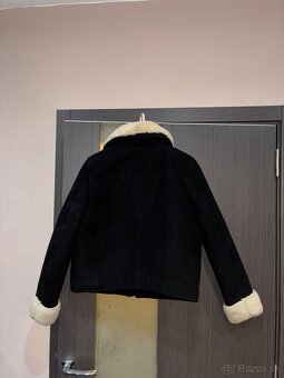 Čierna bunda s kožušinou - 2