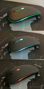 Bezdrôtová nabíjateľná bluetooth myš s podsvietením - čierna - 2
