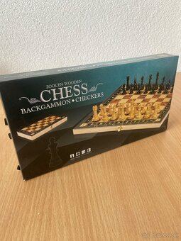 Kvalitná hracia súprava dámy, šachu a backgammonu - 2