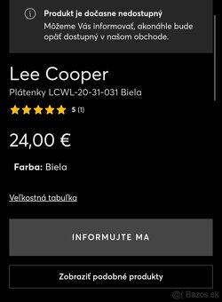 Plátenky Lee Cooper LCWL -20 biele, veľ.44 - 2