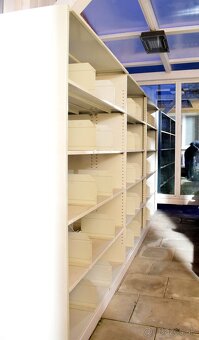 velky obojstranny plechovy regalovy system 380x193x63cm - 2