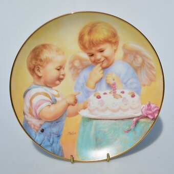 7 ks Porcelánové taniere - Anjel strážny a detičky - 2