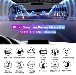 DVR spätné zrkadlo FHD 1080P-2K-4K - 2