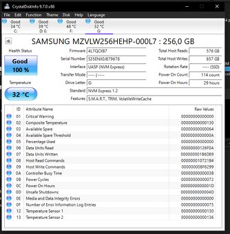 SSD NVMe M.2 2280 disk Samsung PM961, 256GB - 2