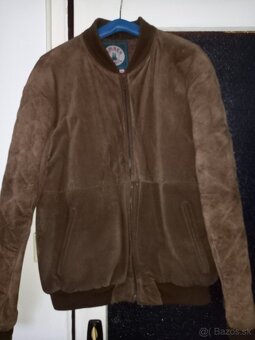 Pánska bunda - brúsená koža veľ. M, tmavo hnedá - 2