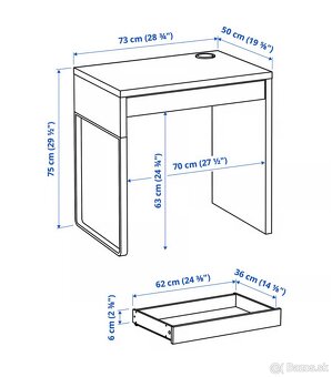 IKEA písací stôl MICKE biely (73 × 50 cm) - 2