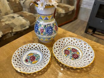 Modranská keramika set (váza + taniere) - 2