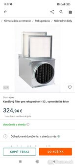 Kanálový filter pre rekuperátor H13 , vymeniteľné filtre - 2