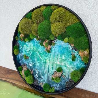 Machový obraz s epoxidom 48cm priemer - 2