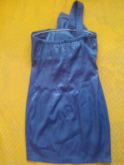 Modré saténové minišaty XS - 2