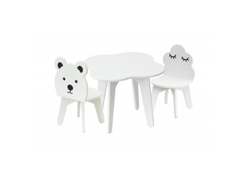 Detská stolička Baby-raj – biela, tvar koruny, motív obláčik - 2