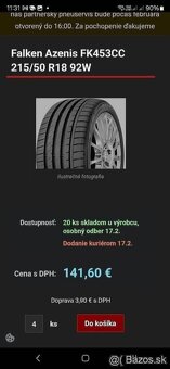 Nove Letne pneumatiky 215/50 r18 Falken dot2022 - 2