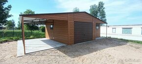 PLECHOVÁ GARÁŽ SE SKLADEM ZBOKU 7 x 6m + Prístrešok 3 x 6m - 2