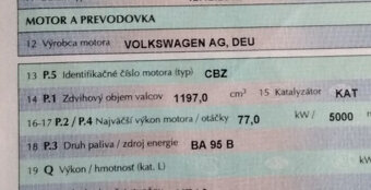 predám Motor CBZ ŠKODA ROOMSTER 1.2 2012 77kW - 2