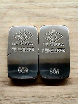 Strieborné tehličky Degusa 50g, 999. - 2