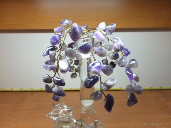 Krásný stromeček štěstí Ametyst a s figurkou slona. - 2