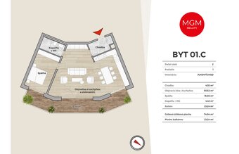 01.C - 2-izb. apartmán, 98,18 m2, DONOVALY, priamo na zjazd - 2