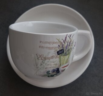 LEVANDULOVÝ SET čajník, šálka s podšálkou, cukornička, dóza - 2
