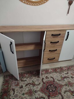 komoda v top stave – biela/dub - 2