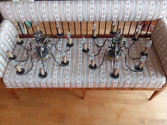 Pár elegantných 8 - ramennych bronzových lustrov •62 cm - 2