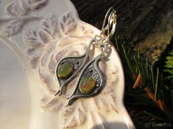 Strieborné náušnice osádzané kameňom Opál, Ag 925 - 2