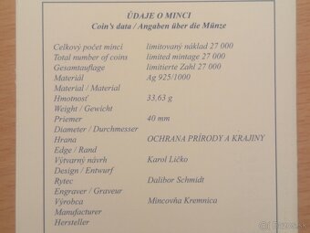 Národný park Poloniny 2019 20€ PROOF – Investičné striebro - 2