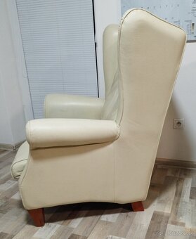 2 kozene kremove kresla, siroke 90 cm - 2