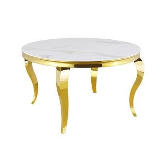 zlatý glamour okrúhly stôl s s mramorovou doskou 120 PREMIUM - 2