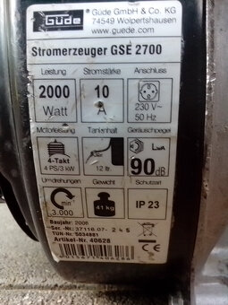 Motor z elektrocentraly Guge 2700 - 2