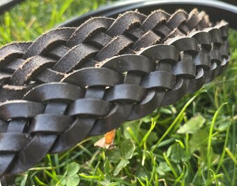 Otěže kožené proplétané tmavě hnědé - 2