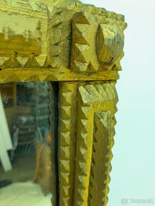 Staré drevené zrkadlo Tramp Art - Mirror - pozlátené zrkadlo - 2