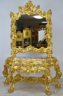 Zámecká konzola se zrcadlem - masiv - řezbovaná - 2