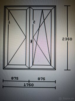 Plastové dvere vonkajšie s dvoma krídlami 1750 x 2350 mm - 2