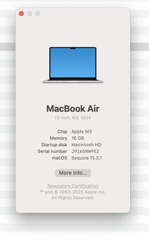 Macbook Air M3 // 16GB ram // 512 GB SSD // V záruke - 2