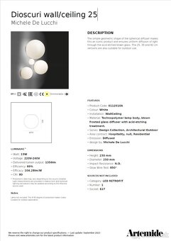 Artemide Dioscuri wall/ceiling 25 E27 - 2ks - 2