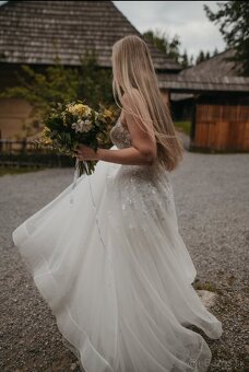 Svadobné šaty so štvorlístkami S-M - 2