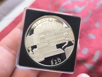 Strieborna minca 20 dollars Helsinki v PROOF - 2