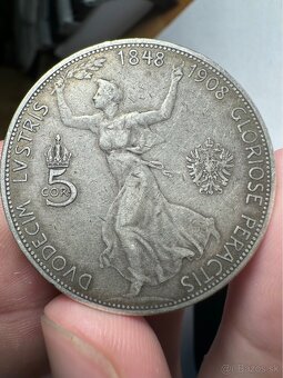 Striebro 5 Korún 1908 Franc Jozef - 2