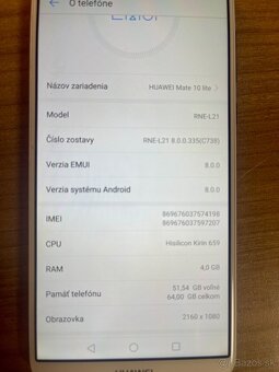Huawei Mate 10 lite – TOP stav – 60 € pevná - 2