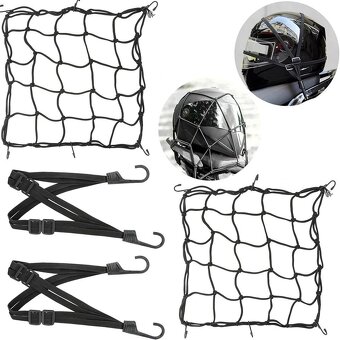 Set 2 kusů upevňovacích sítek na moto + 2 pásy - 2
