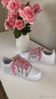Nike Air Force 1 White - Double Laced Pink Glitters - 2