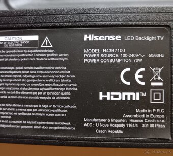 Predám Hisense Smart Televízor 43" Na Opravu - 2
