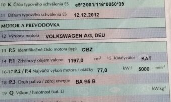 predám Motor CBZ Škoda Fabia II 1.2 Tsi 77 kW 2012  predám M - 2