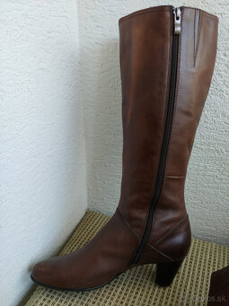 Zateplene kozene cizmy, gastanova farba, velkost 39 - 2