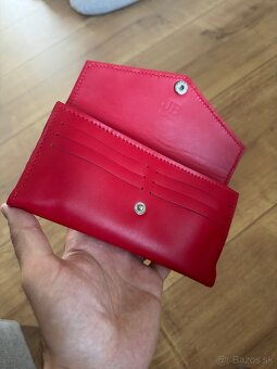 Luxusná handmade červená kožená peňaženka - ručná výroba - 2