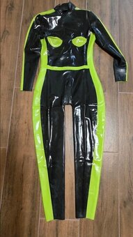 Latexovy catsuit - zeleno/čierný - 2
